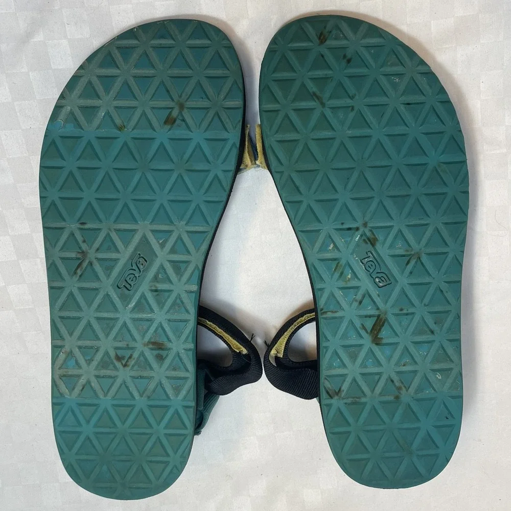 Teva Original Universal Sandals Blue Multicolor Green Soles Mens 12 UK11 EU 45.5